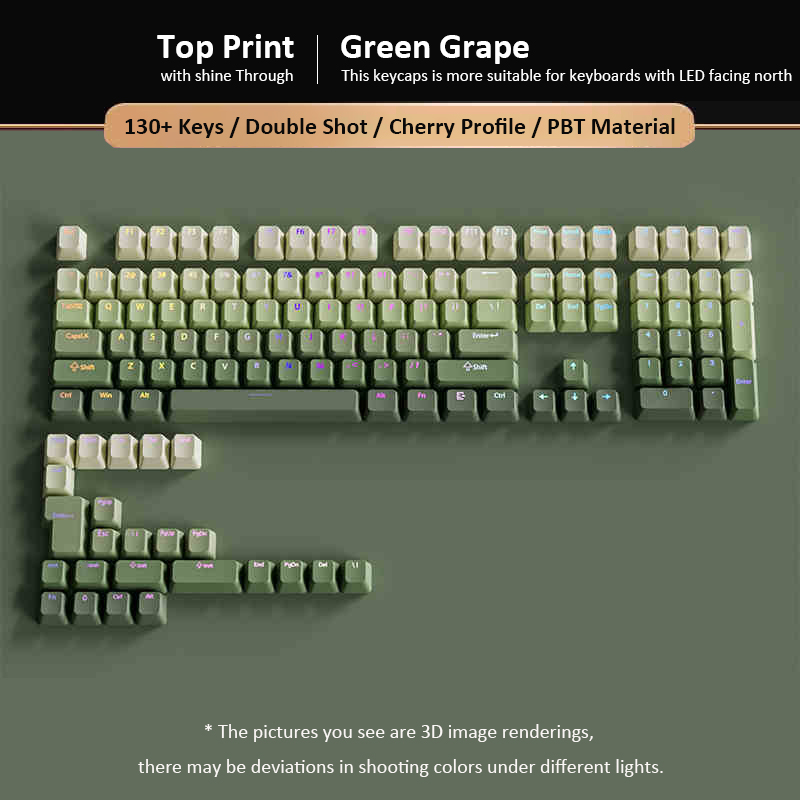 Gaming Keyboard No Rgb - Keycap PBT Double Shot Anggur Hijau